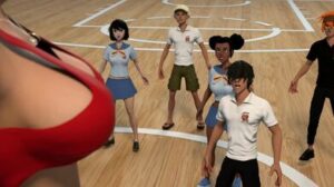 Giantess gym coach drags down shorts & makes stud explode in front of class - 3d hentai, big boobs, blonde trainer